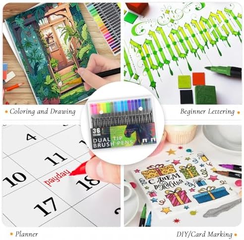 4Pcs Mindfulness Coloring Books for Women with 36 Dual Tip Colors Markers