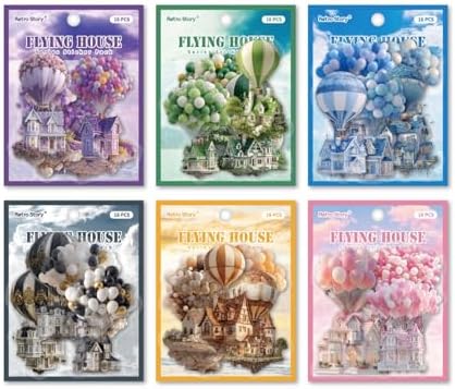96 Pcs Whimsical Hot Air Balloon and Flying House Stickers