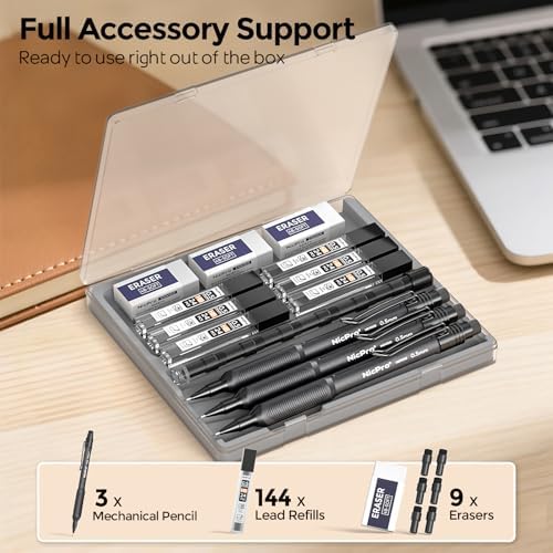 Nicpro 0.5 mm Mechanical Pencil Set with Case, 3PCS Mechanical Pencils 0.5