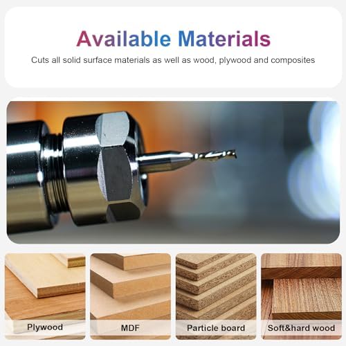 SpeTool Spiral Router Bits with DownCut 1/8 inch Cutting Diameter, 1/4 inch Shank CNC Bits Solid Carbide End Mill for Wood Cut, Carving