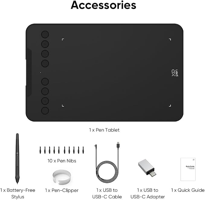 XPPen Updated Deco Mini7 V2 Drawing Tablet-16384 Levels of Pressure Battery-Free Stylus, 7 x 4 OSU Drawing Pad, 8 Hotkeys for Digital Art, Teaching, Gaming Graphic Tablet for Chrome, PC, Mac, Android