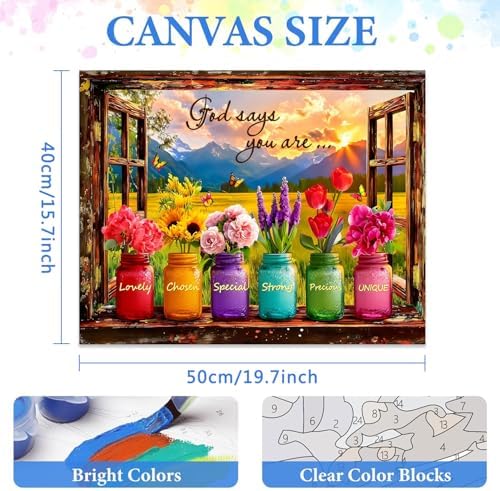 MIRCVSH Inspirational Paint by Numbers Kit for Adults,DIY Easy Unframed Scenery and Flowers Paint by Number Kits on Canvas,God Says Acrylic Oil Painting Art Crafts for Home Wall Decor 16x20 Inch.