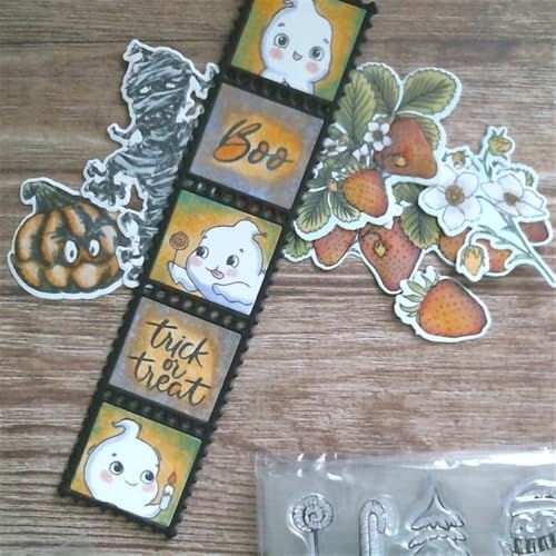 Ghosts Happy Halloween Clear Stamps and Die Cuts Sets for DIY Card Making