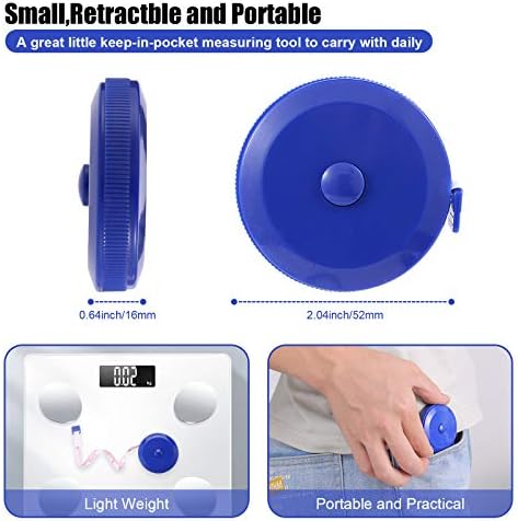 Tape Measures Retractable, Fabric Measuring Tape, 60 Inch Small Sewing Tape Measure for Craft Nursing Medical Travel(3 Pack/Blue)