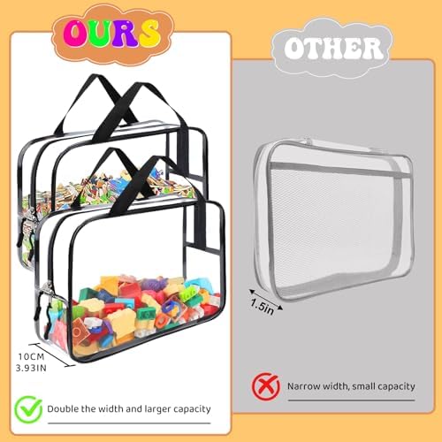 8 Packs Large Toy Storage Bags, Reusable Clear PVC Board Game Storage, Toy Storage Organizer Bags with Zipper for Building Blocks, Puzzle and Handmade Accessories, Clear Toiletry Bag