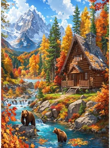Bear Village Diamond Art Kits for Adults Diamond Painting Kits 12X16 inch ﻿