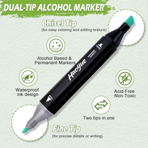 100 Colors Alcohol Markers, Dual Tip Fine & Chisel Pens, Art Markers Sketch Pens Permanent Alcohol Based for Adults Coloring Books Illustration Sketching Painting Art Supplies