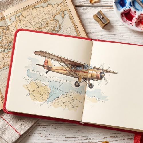 Hardcover Pocket Sketchbook, 5" × 5", 80 Sheets Small Sketch Book, Red