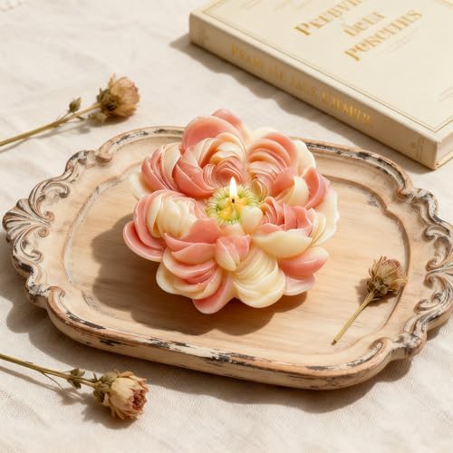 Konrisa Large Peony Resin Casting Mold for Candles Making, Silicone Candle Molds Aromatherapy Candles Handmade Wax Home Decoration