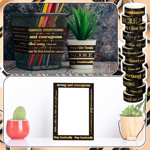 24 Rolls Christian Washi Tape Gifts, Gold Foil Black Religious
