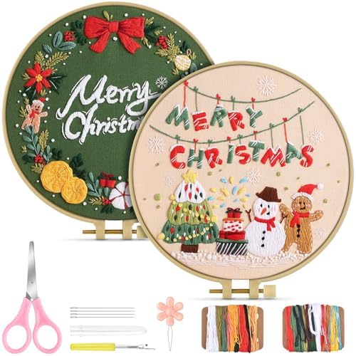 TINDTOP Christmas Embroidery Kit for Adult, Embroidery Kit for Beginners