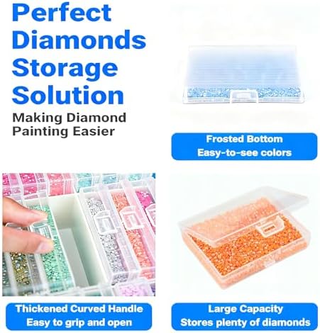 LEIYULY 60PCS 2-in-1 Diamond Art Tray & Storage with Lids, Diamond Painting Trays, Bead Storage and Arrangement, Diamond Art Kits for Adults