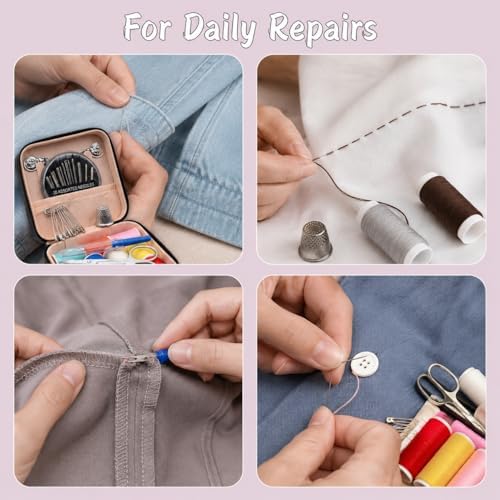 56-Piece Portable Travel Sewing Kit - Compact Emergency Sewing Kit Box with Zipper Fix Tools - Small Sewing Supplies and Accessories for Home Use & Quick Stitch Solutions