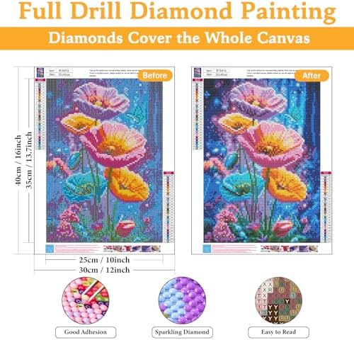 Diamond Art Kits for Adults & Beginners, Flower Diamond Painting Kit