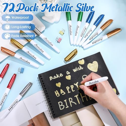 Motiskyy 72 Pcs Metallic Permanent Markers Bulk, Multicolor