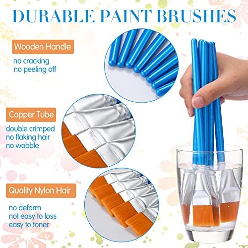 Crtiin 60 Bulk 3/4 Inch Flat Paint Brushes for Acrylic Painting Large(Bule)