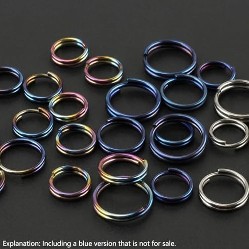 10Pcs Titanium Alloy Split Key Rings, Mini Keyrings Keychain, Bluing 10mm