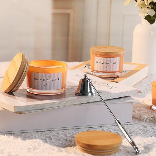 12 Pcs 4 oz Orange Glass Candle Jars with Lids& Labels for Candle Making