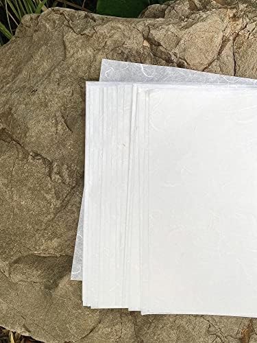 A4 Mulberry Paper 50 Sheets, Natural Fiber Mulberry Paper for Card Making, Watercolor, Calligraphy, Origami, Scrapbooking, Bookbinding & DIY Crafts (White Color, A4) (Pack of 2)