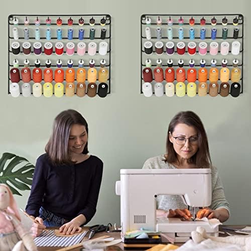 YBING Thread Holder Wall, 2 Pack 54 Spools Thread Rack, Black