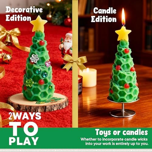 SMEAGOLORIYA Moldable Wax Candle Craft Kit - DIY Sculpting Set with 10 Colorful Sheets, Paints, Stickers & Wooden Display Stand - Creative Gift for Family Activity, Hobby Project