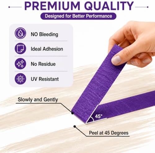 3 Rolls Purple Masking Tape 1 Inch Wide, Painters Tape 1 inch x 25 Yards