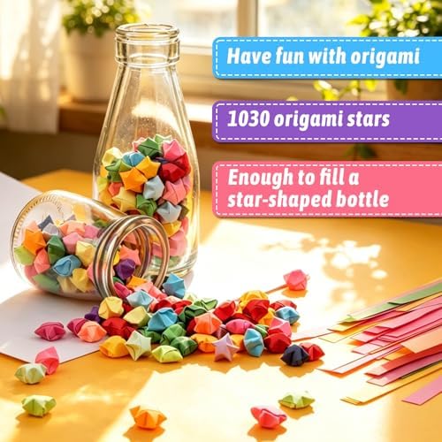 Bupete Star Origami Paper Strips 27 Assortment Colors Star Paper