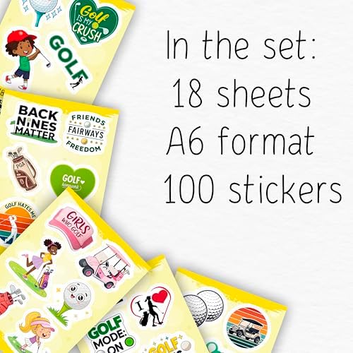 100Pcs Funny Golf Stickers for Water Bottle, Cart, Laptop - Funny Golf Gifts, Party Supplies & Decoration - Golfing Stickers and Decals - Gift for Women & Men