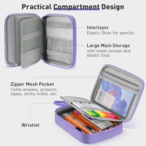 Zannaki Large Capacity Pencil Pouch Organizer | Soft Corduroy Pencil Box for Girls Boys Teens | Cute Big Pen Bag with Multiple Zipper Pockets - Pencil Case Storage for Art Supplies & Stationery-Purple