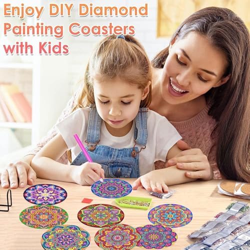 ijbnhd Mandala Diamond Painting Coasters Kit with Holder 4X4IN