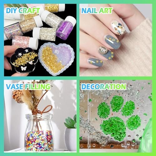 Matio 12 Colors Crushed Glass Irregular Glitter, 4.23oz/ 120g Glitter