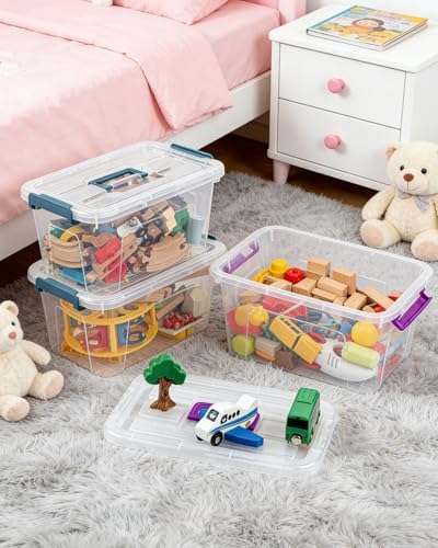EOENVIVS Clear storage bins with lids 6 Pack, 7 Quart storage containers with lids, Stackable storage box Organizer for organizers and storage, Bedroom, Office, Classroom, Playroom & shoe boxes