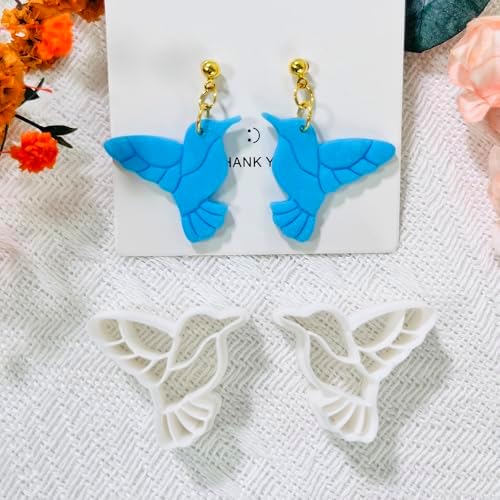 Xaekicr Hummingbird Polymer Clay Cutters – 4 Pcs Clay Cutters for Polymer Clay Jewelry, Bird Shape Clay Earring Cutters, DIY Clay Tools for Earrings and Crafts