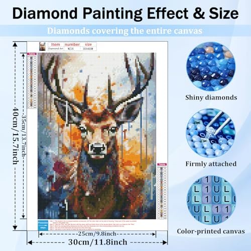 XTCIXAL Diamond Art Kits for Adults, Deer Diamond Painting, 12x16 Inch