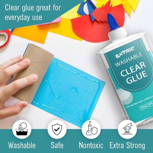 EXTRIC Clear Glue Washable Liquid 16 OZ, 4 PK Slime Glues & Art Crafts