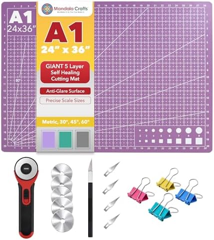 Mandala Crafts Self-Healing Purple Pink 24x36" A1 Sewing Cutting Mat Kit