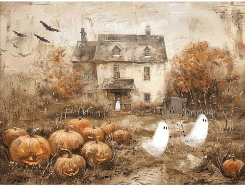 VeGuude Halloween Diamond Art Kits for Adults Ghost Diamond Painting Kits for Adults, DIY Full Rhinestone 5D Diamond dots (Gemstone Craft), Home Wall Decoration (16x12 inch)