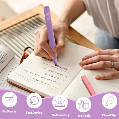 Vitoler Bible Highlighters,Cute Bible Accessories,Chisel Tip 8pcs | No Bleed, Assorted Colors Bible Study for Journaling Planner Notes School Supplie
