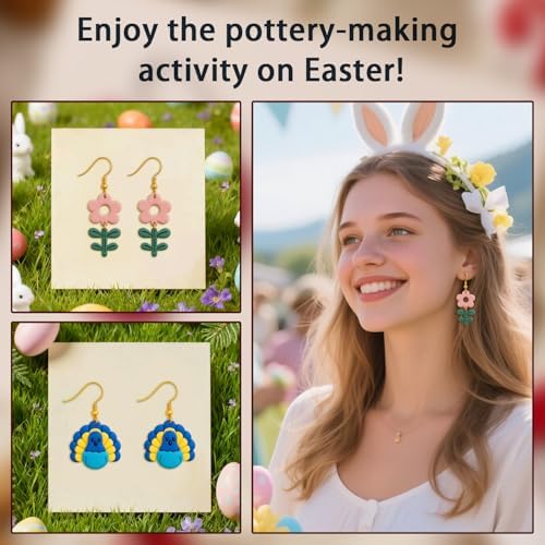 Easter Farm Animal Polymer Clay Cutters - 8Pcs Cute Farm & Nature Clay Earring Cutters, Clay Cutter for Polymer Clay Jewelry Making, DIY Animal Earrings, Spring Crafts for Women