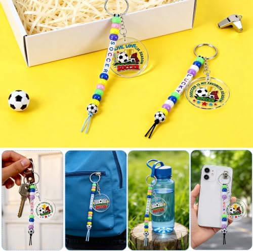900Pcs 24 Sets Soccer Keychain Making Kit, DIY Soccer Gifts Crafts