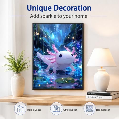 AUKELHJ Axolotl Diamond Art Kits for Adults, Diamond Painting, 12x16 Inch