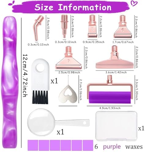 RaySoar Diamond Art Pens Diamond Art Tools Painting Pen with Screw Metal Tips Multi-Placer Tool Accessories for Adults Gem Rhinestone Picker Stylus Purple