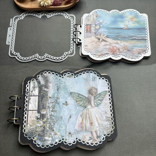 LZBRDY Vintage Charm Lace Frame Die-Cut - Carbon Steel Crafting Dies for Scrapbooking, Card Making, Greeting Cards and Journaling Supplies (Special Type Loose Leaf 6.9 x 5.7 in)