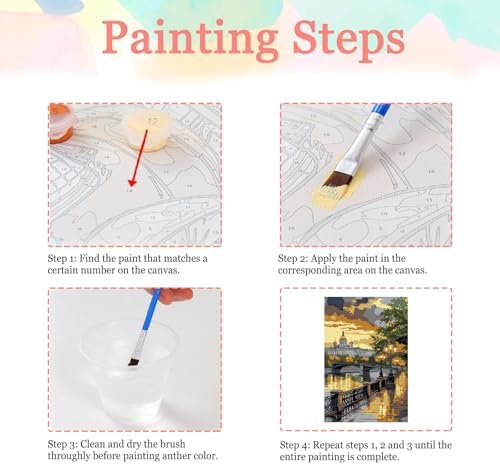 Auremi Castle Framed Paint by Number for Adults,DIY Landscape Painting by Number Kits on Canvas Acrylic Oil Painting Kits for Adults Paint by Number Kits for Home Decor 20x30cm
