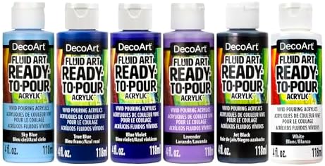 DecoArt Fluid Art Ready-to-Pour Paint Set – Galactic Colors, Set of 6 (4 fl oz Bottles) – Acrylic Pouring Paints for Canvas, Wood & DIY Art Projects