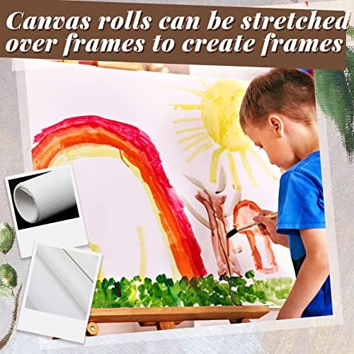 Kinlop 36 Inch X 20 Feet Double Primed Cotton Canvas Roll, White
