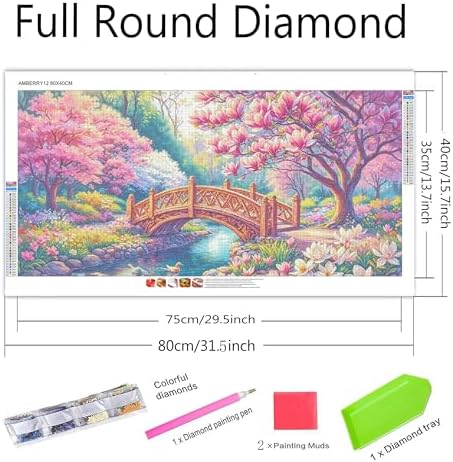 NFDPFUN Fantasy Landscape Large Diamond Art Kits for Adults,Nature Scenery Diamond Painting Kit,5D Full Round DIY Diamond Mosaic Kits,Diamond Art Painting,Diamond Dots for Beginner,31.5x15.7 inch