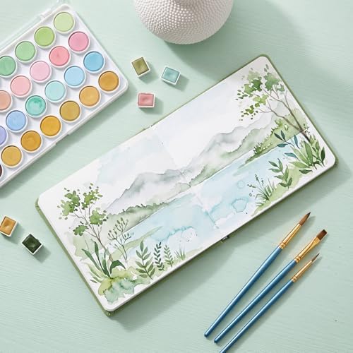 5.5in Watercolor Sketchbook Journal Square Watercolor Notebook Sage Green