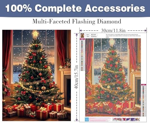 ijbnhd Christmas Tree Diamond Art Kit for Adults 12x16inch