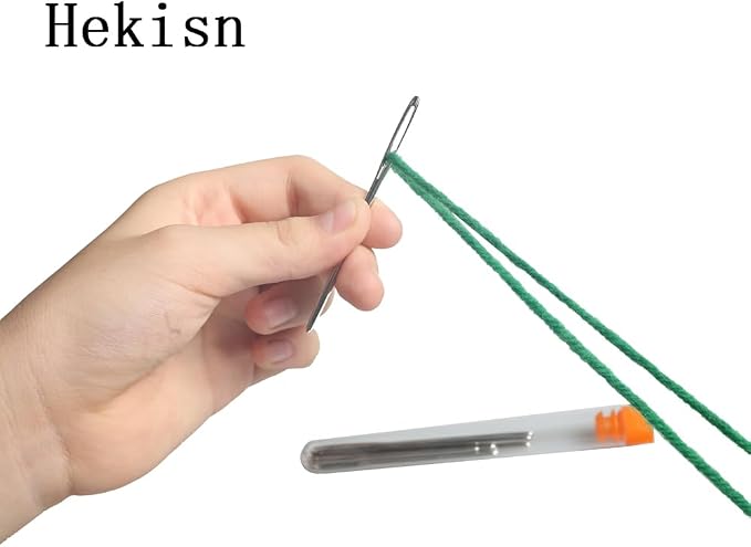 Hekisn Large-Eye Blunt Needles, Stainless Steel Yarn Knitting Needles, Sewing Needles, Crafting Knitting Weaving Stringing Needles,Perfect for Finishing Off Crochet Projects (15 Pieces)